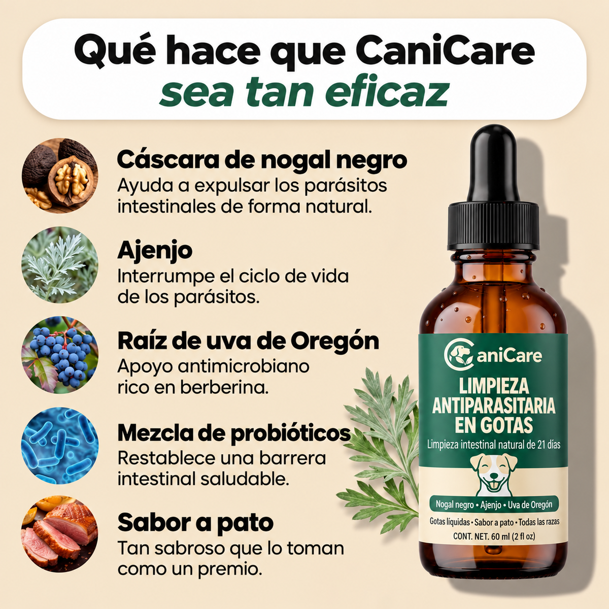 CaniCare® | Gotas para el bienestar intestinal canino · 60 ml